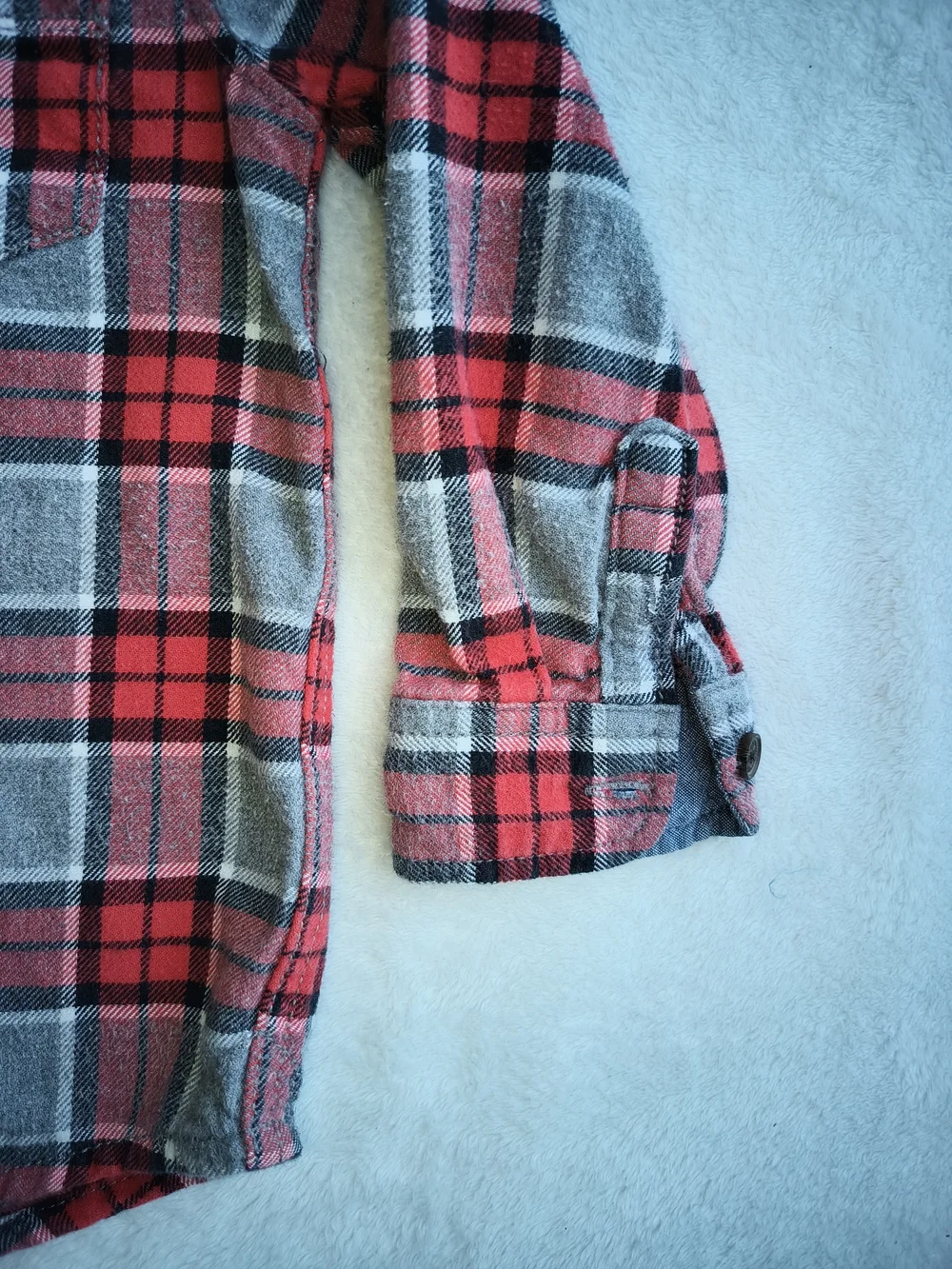 OshKosh B'gosh Red and Gray Plaid Button-Down Shirt